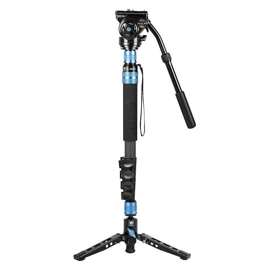 Sirui P-325FL Carbon Einbeinstativ 178 cm mit Standspinne + Videoneiger VH-10 (Carbon, Metall) (780405)