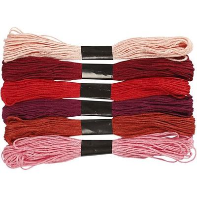Creativ Company Stickgarn, Dicke 1 mm, Rot Töne, 6 Bündel