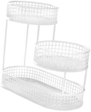 Uplift Essentials Geometric Wire Kitchen Storage Basket And Counter Serving Tray white