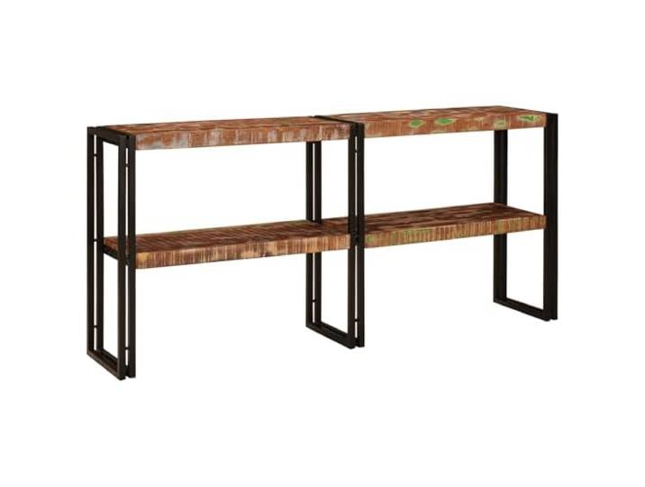 HEFZGDB Konsolentisch 160x33x75 cm Altholz Massivholz mit Eisenrahmen und Zwei rustikalen Regalen für Flur Wohnzimmer Industriell Rustikal Stauraum