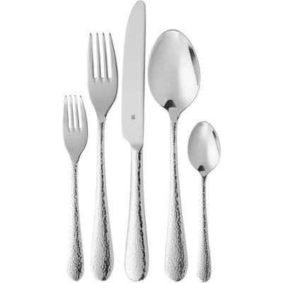 Besteck-Set WMF "Sitello", grau (edelstahl), 60 Stk., Cromargan Edelstahl Rostfrei 18/10, Essbesteck-Sets, geschmiedete Messer, farbecht, Wellenschliff, spülmaschinenfest