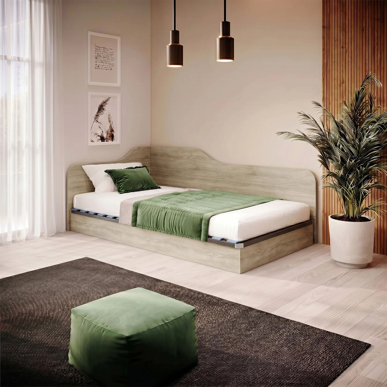 garneroarredamenti Letto 120x190cm una piazza e mezza contenitore rovere Alex Gihome®