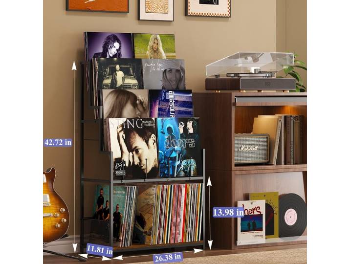 Support de stockage de disques ponctuels avec présentoir de disques, boîte de rangement en vinyle de grande capacité, support de disques en métal