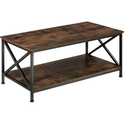 tectake Couchtisch Pittsburgh 100x55x45,5cm  Industrial Holz Dunkel, Rustikal