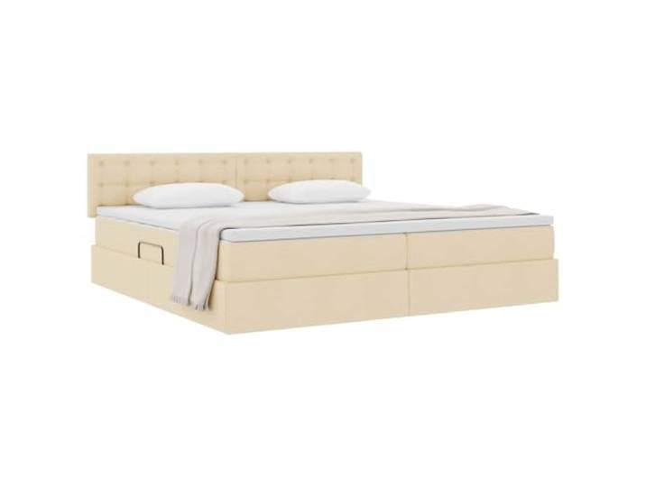 KTHLBRH Boxspringbett mit Matratze, Creme, 200 x 200 cm Hydraulisches Heben, robuste Struktur, modernes Design, platzsparend
