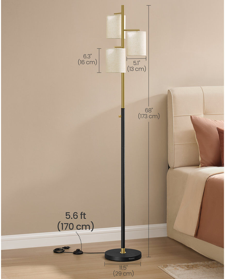 Ebern Designs 173 H cm Torchiere Floor Lamp 173cm H X 29cm W X 29cm D
