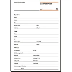 Sigel Fahrtenbuch A5 hoch für Pkw mit 32 Blatt Packung mit 10 Stück