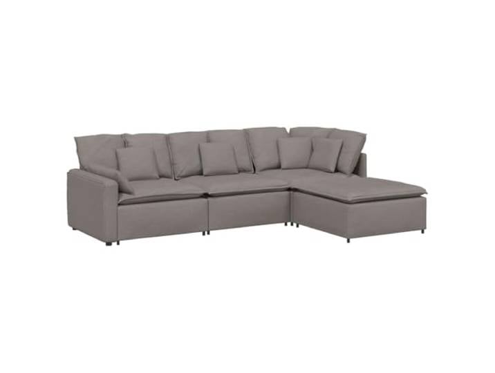 Makastle Modulares Sofa mit Fußhocker Stoff Taupe 312x205cm