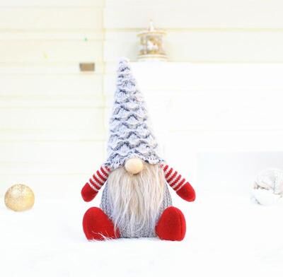 Snug & Styled Faceless Santa Gnome Christmas Decoration Plush Doll Holiday Gift gray