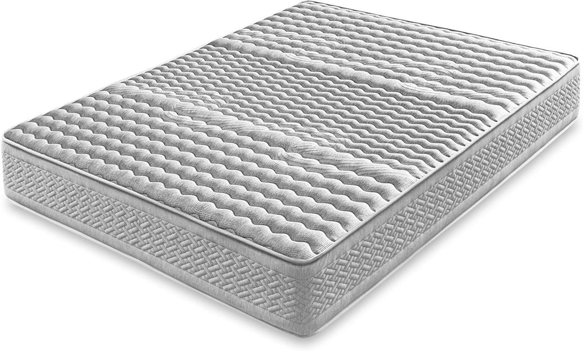 Merkloos Hybrid Pocketvering Matras met Traagschuim - Grijs - B/D: 80 x 180 cm