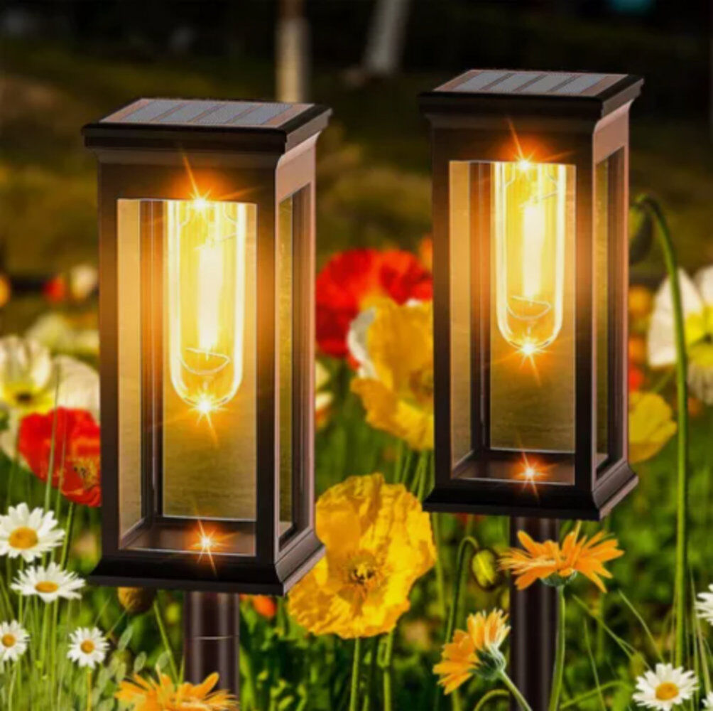 THIS IS MY STYLE Modern Solar Powered Led Pathway Lights, Waterproof Black Stake Lamps With A Warm White Glow For Gardens & Walkways Matte Black 55cm H X 6.6cm W X 6.6cm D