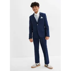 bonprix Anzug mit Hemd und Krawatte (4tlg. Set), blau, Gr.158, Festliches vierteiliges Jungen-Set bestehend aus Anzug, Hemd (Slim Fit) und Krawatte, Hemd: 100% Baumwolle