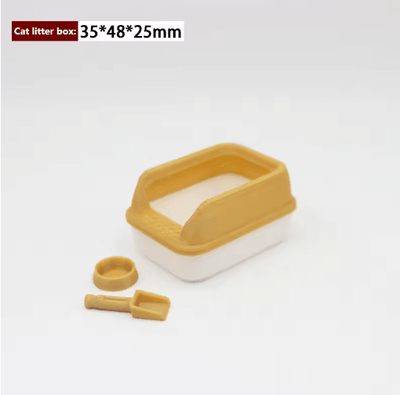 Inspire Picks Miniature Cat Litter Box Set Dollhouse Pet Accessories With Mini Shovel (3pcs) khaki