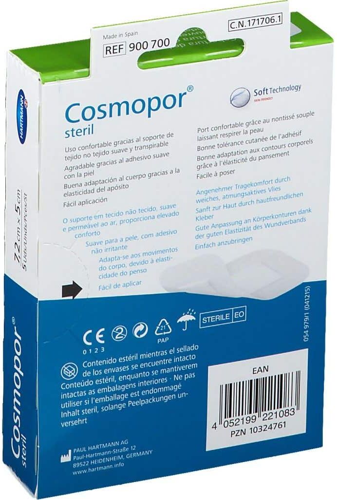 COSMOPOR Steril Apósito 7,2 cmx5 cm 5 uds