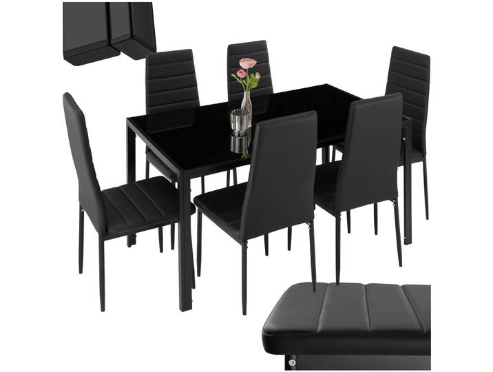 Ensemble table + 6 chaises - noir/noir