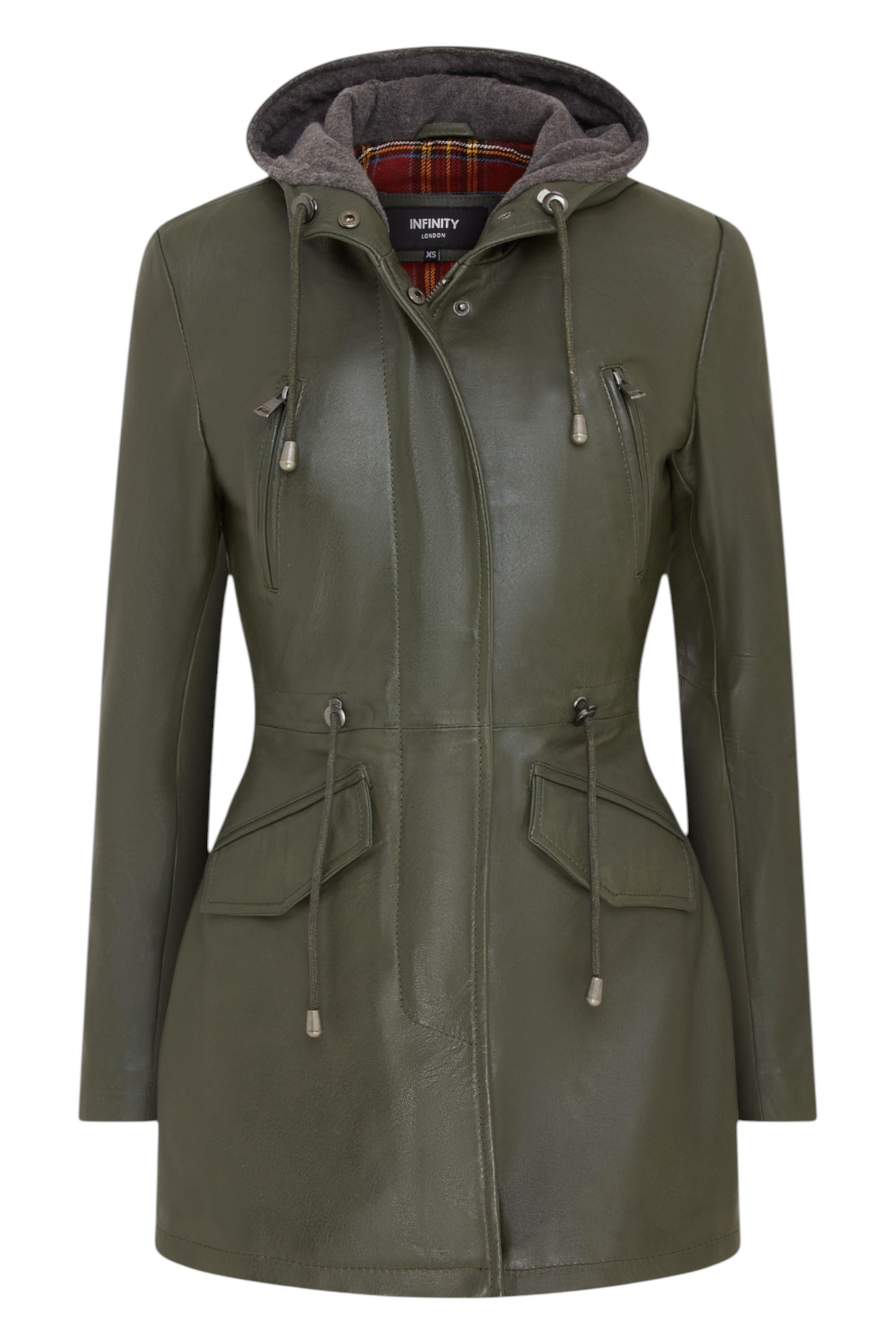 Grüne Parka-Jacke mit mittellanger Kapuze für Damen – Oakengates