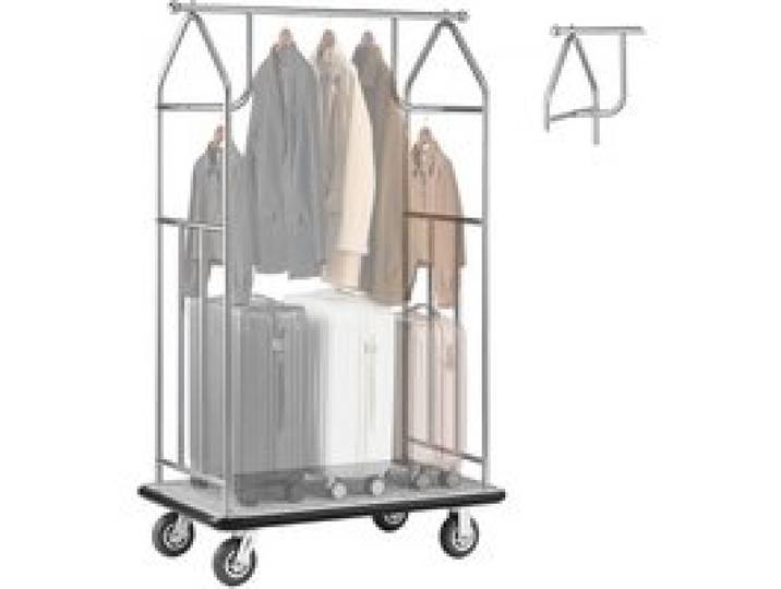 VEVOR Hotelgepäckwagen, 362 kg Tragkraft, Edelstahl-Gepäckwagen, Kofferwagen, Pagenwagen mit grauem Teppichboden und 15 cm großen Gummirädern, ideal für Hotels, Eigentumswohnungen, Resorts, Silber