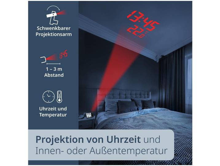 Funkuhr ADE Schwarz Acrylnitril-Butadien-Styrol (ABS) Quadratisch B 10.4 cm