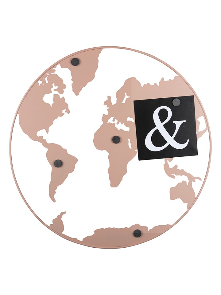 Present Time Memoboard "World Map" in Rosa - Ø 50 cm - onesize