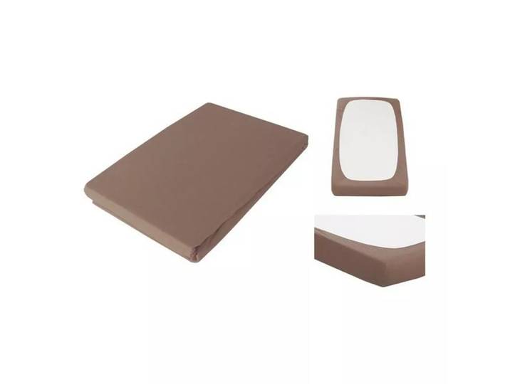 Living Home - Topper Elastic Jersey Fixleintuch Topper, 140-160X200CM, Braun Medium