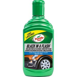 Turtle-Wax Kunststoffpflege 52855 Black in A Flash, wasserfest, UV-Schutz, Auto-Außenbereich, 300ml