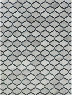 Exquisite Rugs "Natural Hide hand-tufted Leather Hide Silver/Blue Area Rug - 4'6"" x 11'"