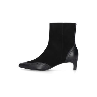 Schlupfboots HENRY STEVENS "Madison ZB40", Damen, Gr. 39, Leder, schwarz, Ziegenvelours und Kalbsleder, Schuhe Schlupfboots, Damen Stiefelette mit Absatz handgefertigt, Lederschuh