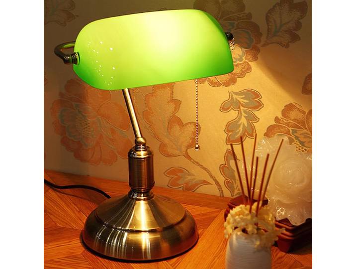 Antique Bronze mode lampe de Table américain rétro étude travail lecture lampes de bureau vert Protection des yeux chambre chevet Luminaires
