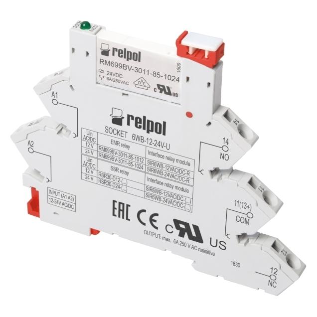 Relpol Przekaźnik interfejsowy wąskoprofilowy SIR6WB-24VDC-R 863775 (863775)