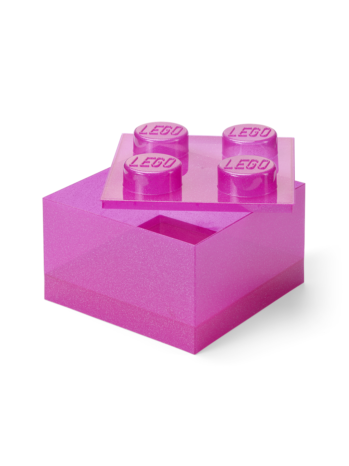 LEGO Storage Brick 4 Top Lid Glitter Medium Violet