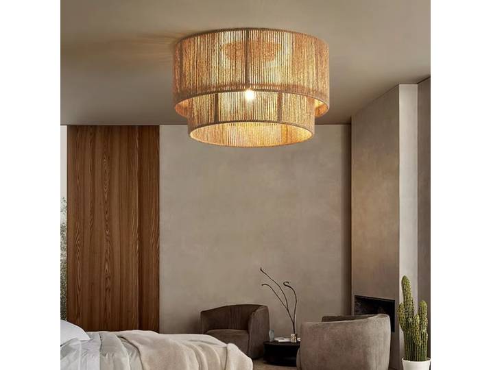 JOYINLED moderne Style sud-est suspension corde en osier lustre abat-jour rotin pour île salon salle à manger Dia.45