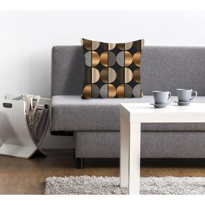 Dekokissen QUEENCE "Charlie", bunt (grau, braun, altgoldfarben, bedruckt), B:40cm L:40cm, Polyester, Dekokissen_Sitzkissen_Kissenhüllen, Kissenhülle,Kreise,Formen,Bronzefarben,Geometrisch,Abstrakt,Elegant