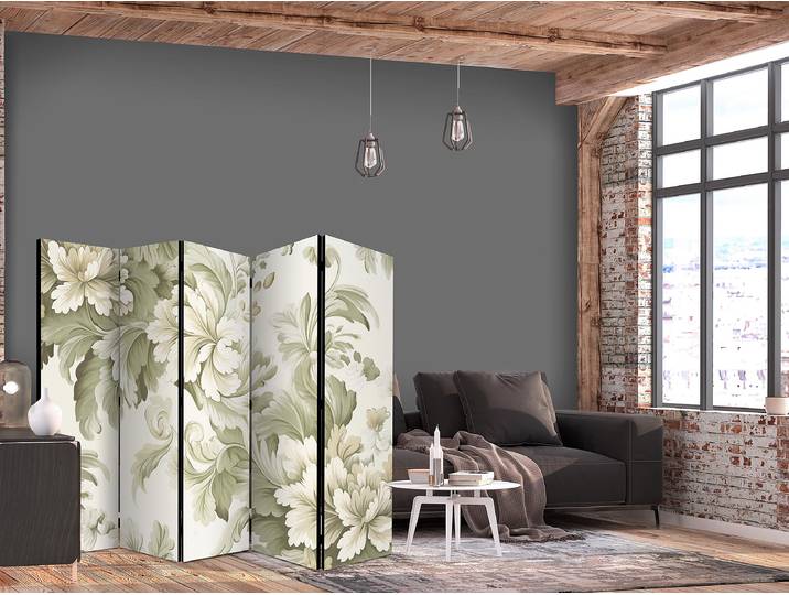 Paravent fleurs rétro vintage 1 face Autres Beige 225 x 172cm
