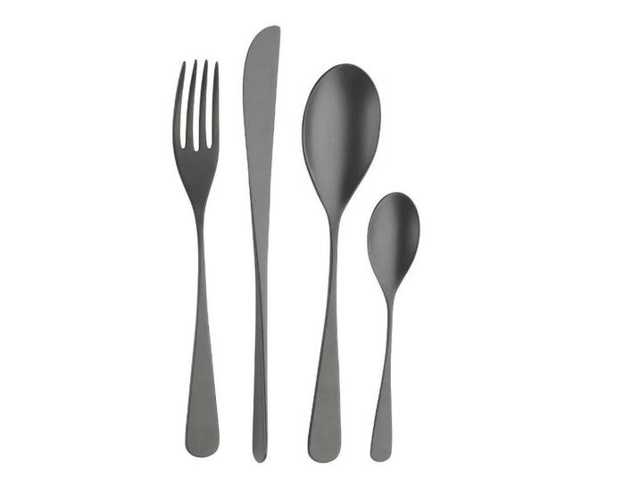 Pintinox Besteckset Audrey, Schwarz, Metall, 16-teilig, 7x5.3x25.5 cm, ISO 9001, lebensmittelecht, rostfrei, Essen & Trinken, Besteck, Besteck-Sets