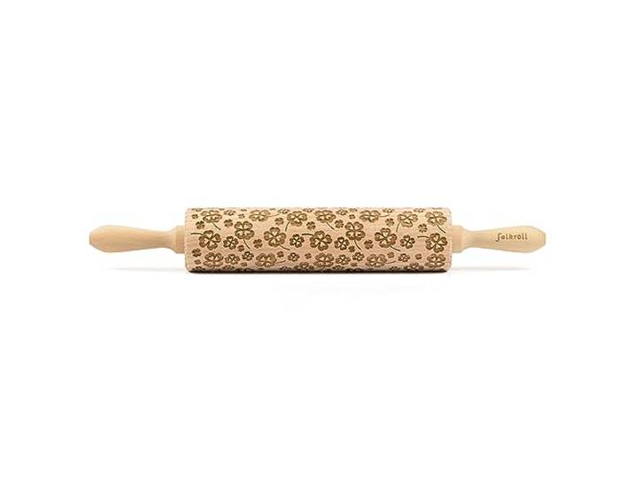 Folkroll Teigrolle Kleeblatt, groß, 43 cm, Nudelholz, Prägerolle, Muster, Motiv, Rolle, Buchenholz, 334010