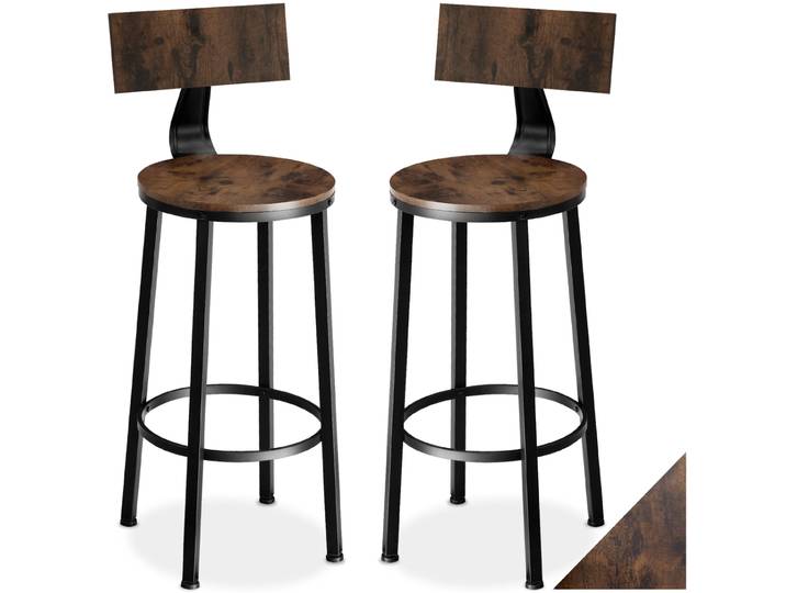 Barhocker Poole - Industrial Holz dunkel, rustikal