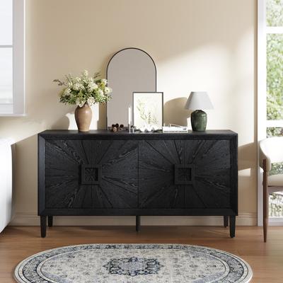 Lesly 60 in Symmetrical Sunburst Door Design Storage Cabinet