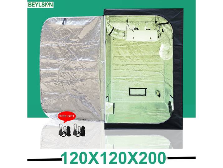 Serre de culture intérieure 120x120x200CM, tente de culture hydroponique, avec cordes de suspension, cadeau inclus