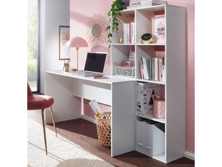 Bureau avec étagères 170x59x144 cm blanc