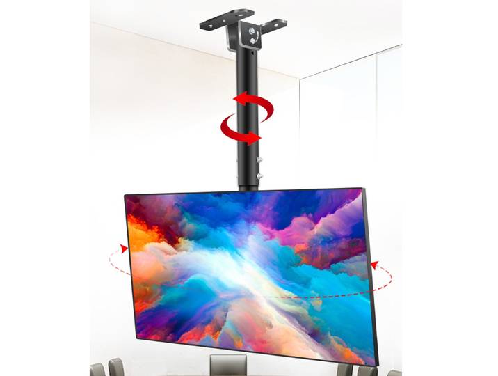 HILLPORT Support TV au plafond hauteur réglable 39 - 90 Support LED Plasma Rotation à 360 degrés Support de moniteur Support Bras Soporte T765