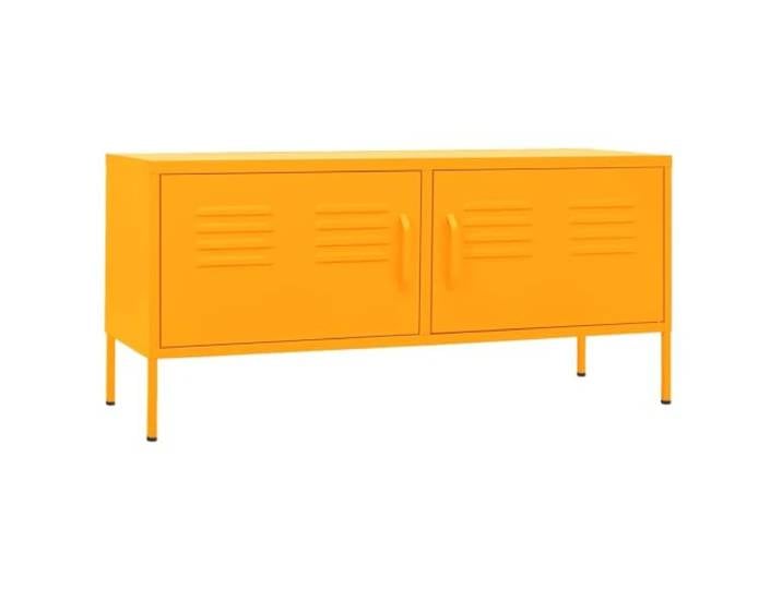 Roanoer TV-Schrank Stahl Senfgelb 105x35x50 cm Lowboard mit Türen Robustes Metall Lowboard fürs Wohnzimmer mit 2 Türen, Kabeldurchlässen und verstellbaren Füßen. Maße: 105x35x50 cm.