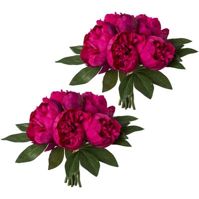Kunstpflanze CREATIV GREEN "Bouquet aus Peonien", rot (kirschrot), H:32cm, Obermaterial: 70% Polyester, 30% Kunststoff, Kunstpflanzen, Kunstpflanze, 2er Set