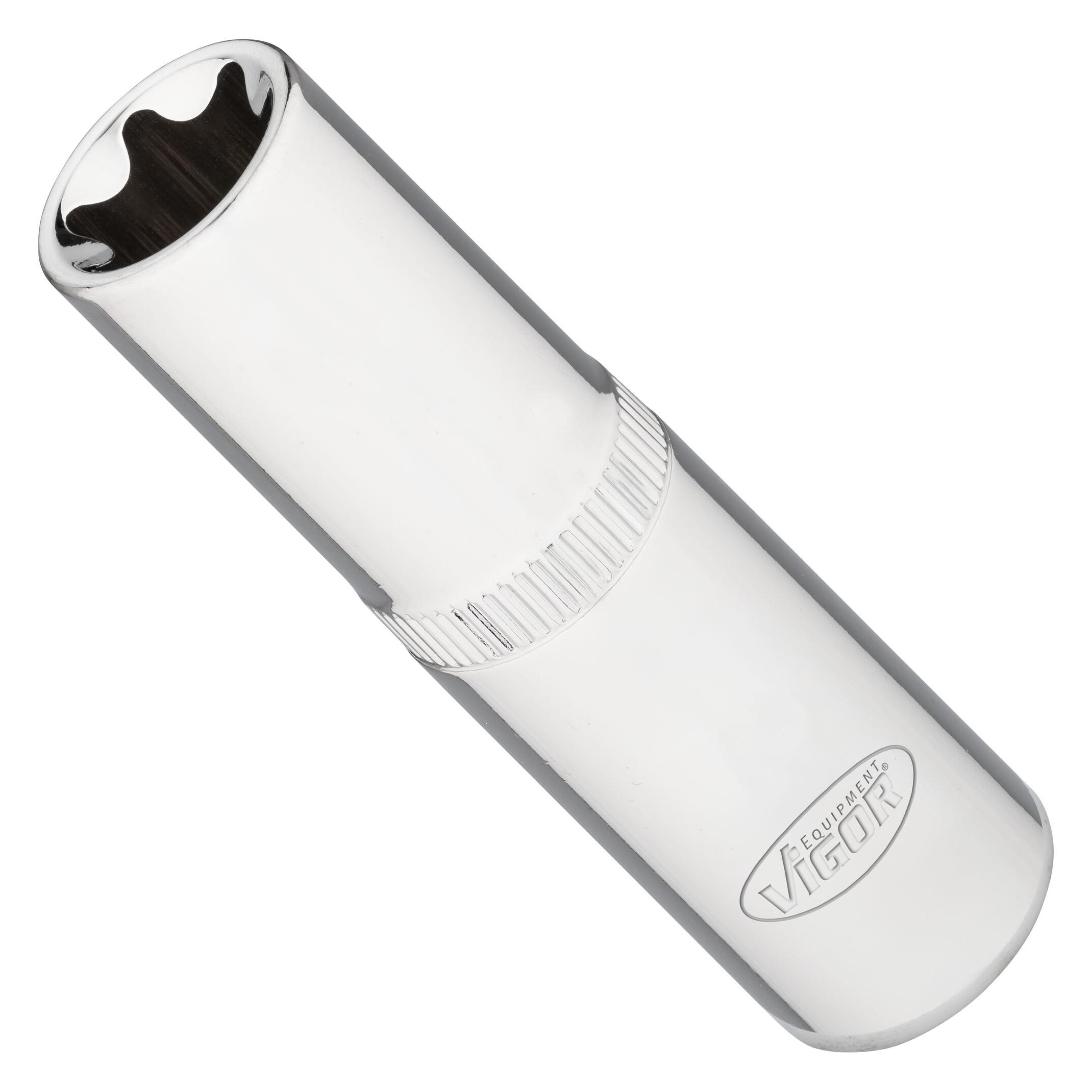 Vigor T Steckschlüsseleinsatz lang V7014-18 1/2 Zoll (12,5 mm) Vierkant E Profil SW E18 (V7014-18)