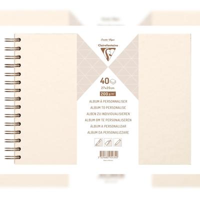 Clairefontaine 3x Album DIY zum Personalisieren, 40 Blatt weiß 200g im Format 27x20 cm, fester Umschlag perlmuttelfenbein - Elfenbeinperlmutt 95434C