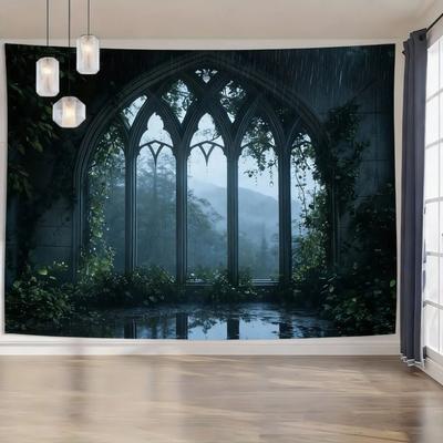 Uplift Treasures Gothic Window Landscape Wall Tapestry 5 100x150cm39x59in