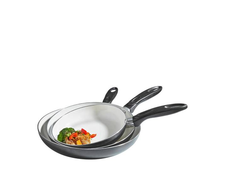 Homeware Profession. Pfannenset, Anthrazit, Creme, Metall, 3-teilig, konisch, Lfgb, Kochgeschirr, Pfannen, Pfannensets