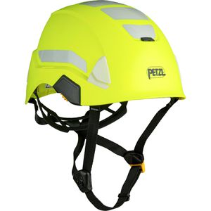 Petzl Schutzhelm Strato HI-VIZ, EN 397, EN 12492, EN 50365, mit 6-Punkt-System & Kinnriemen, Größe 51-63, gelb