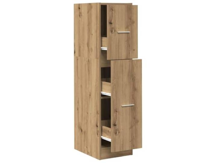 HKTMGDNG Apothekerschrank Artisan-Eiche 30x41x118 cm Holzwerkstoff Schlanker Auszugschrank mit 3 Schubladen für Küche, Wohnzimmer und Büro. Stabile Kommode mit robuster Metallschiene.