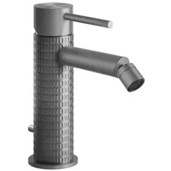 Gessi316 Meccanica Bidet-Einhebelmischer, Perlator mit Kugelgelenk, mit Ablaufgarnitur 1 1/4, Ausladung 119 mm, 54207299, Farbe: Schwarz XL