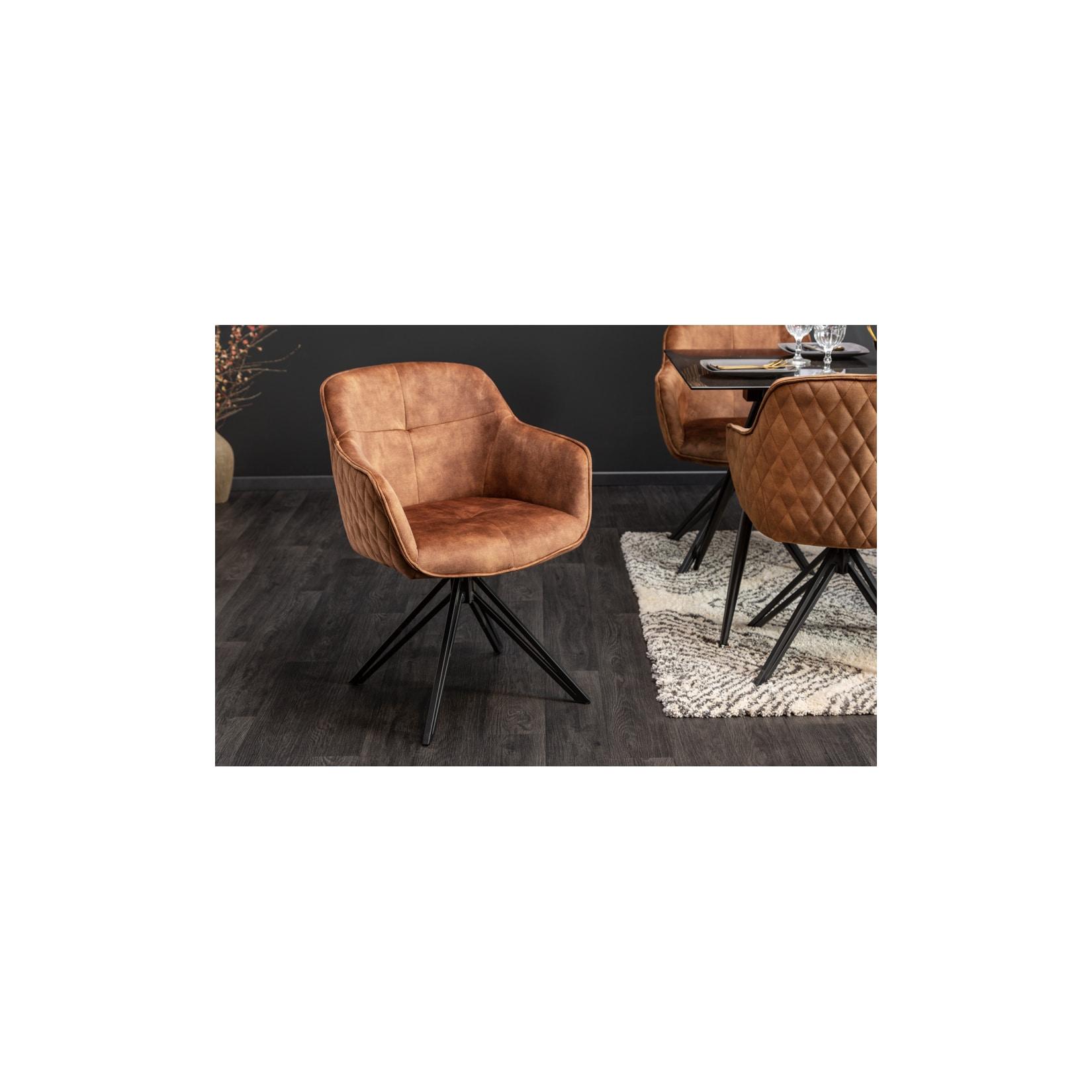 riess-ambiente Stuhl EUPHORIA - braun Samt Armlehne Metallgestell schwarz drehbar Esszimmer